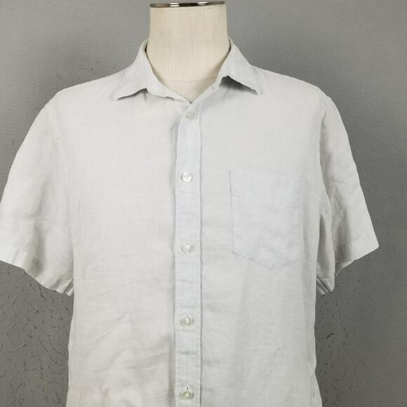 UNTUCKit Shirt Mens Large White Linen Short Sleeve Button Front Slim Fit Casual - Picture 2 of 10